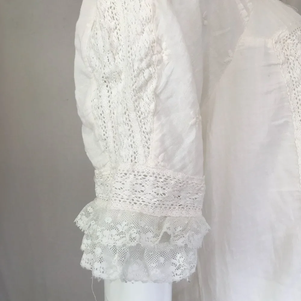 Free People Intimately White Short Sleeve Lace Mini Boho Cottagecore Dress M